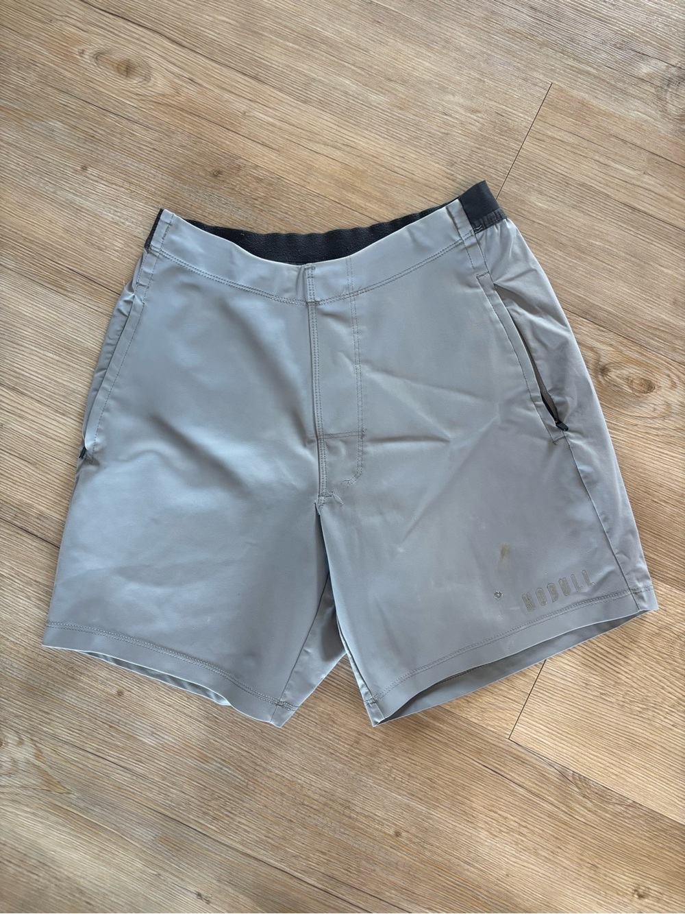 NOBULL Men's Athletic Shorts - Light Gray with Black Waistband